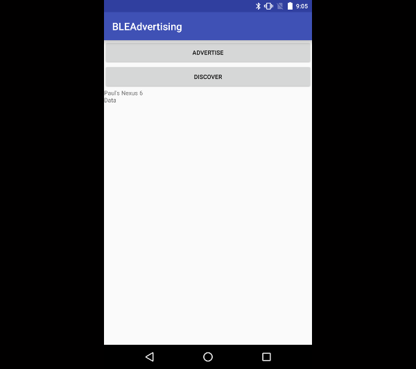 Nexus 5X discovering Bluetooth LE advertisement packets from a Nexus 6