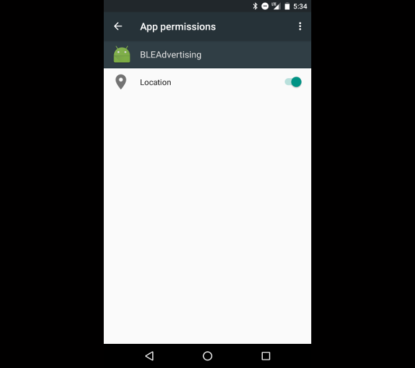 Android app permissions screen showing the location permission granted