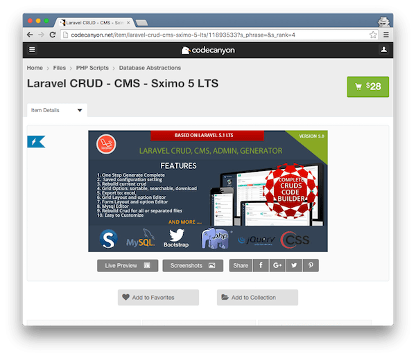 Sximo CMS Generator For Laravel 51 LTS