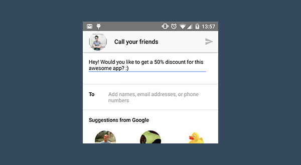 Google App Invites invitation screen