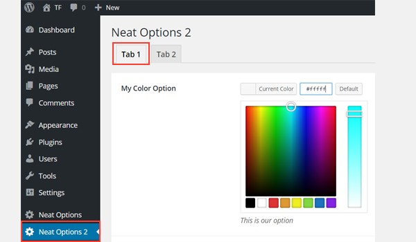The Color Picker in the Tab