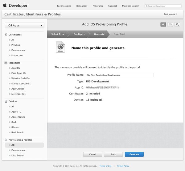 Generate the Provisioning Profile