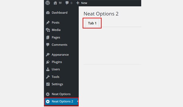 Tab 1 in the Neat Options