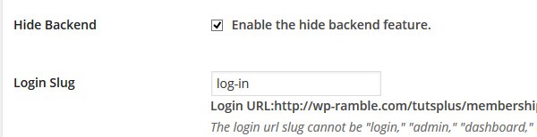 Enable the hide backend feature checkbox
