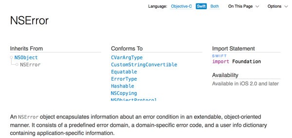 NSError Class Reference