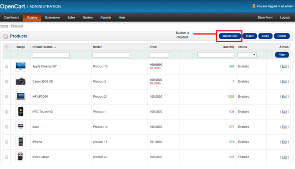 OpenCart Dashboard