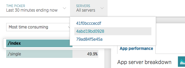 Dropdown menu to choose a specific container