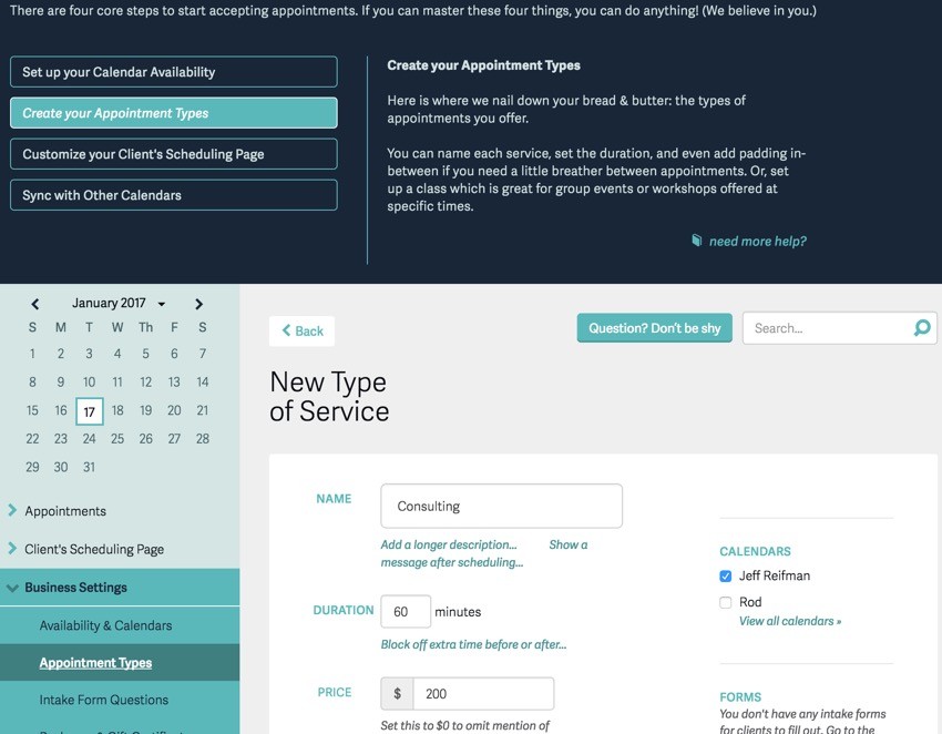 Acuity Scheduling Developers - Creating your Appointment Types