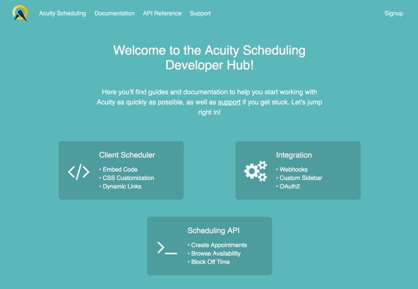 Acuity Scheduling Developer Hub APIs et al