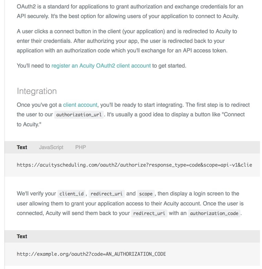 Acuity Scheduling Developers - OAuth2 Support