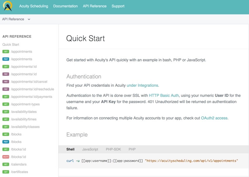 Acuity Scheduling Developers - API Quickstart