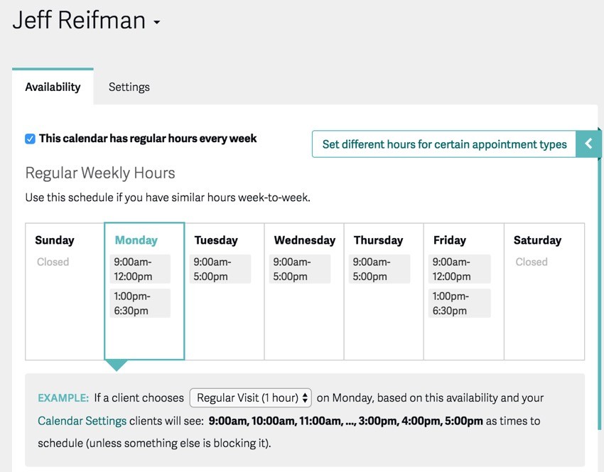 Acuity Scheduling Developers - Set up your Calendar Availability  Blocking 