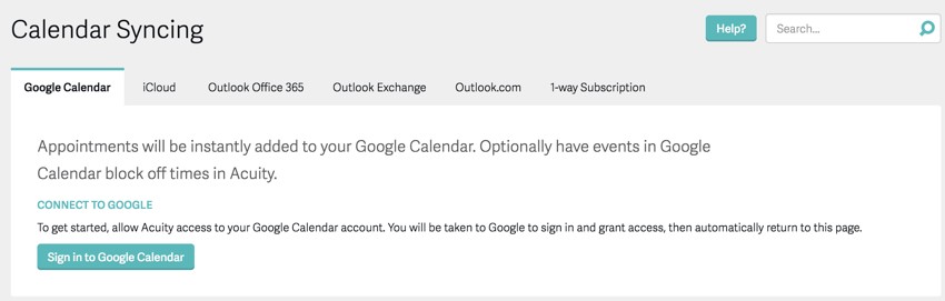 Acuity Scheduling Developers - Calendar Sync