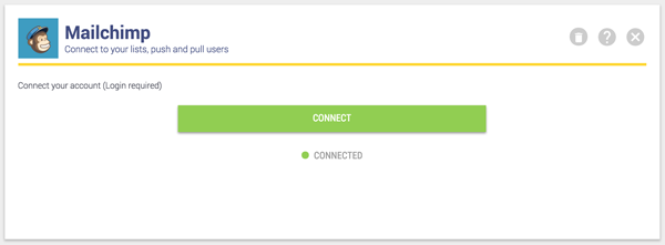 Mailchimp connection page