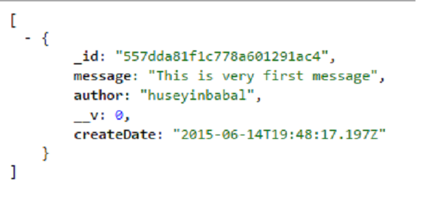 Sample JSON message