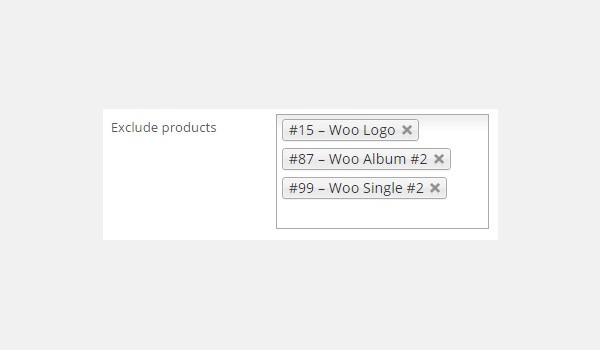 Exclude products field containing three items