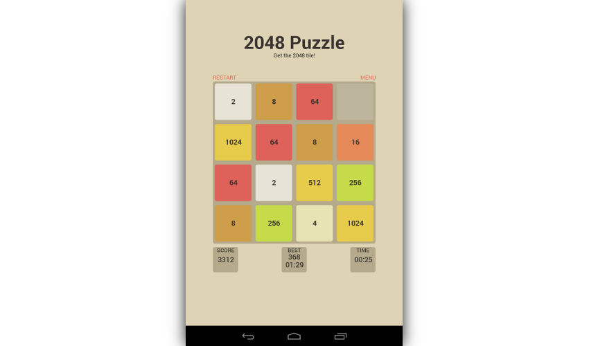 2048 puzzle screenshot