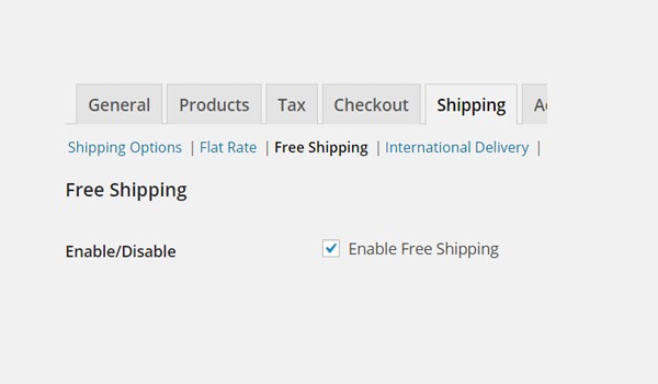 Enable free shipping checkbox