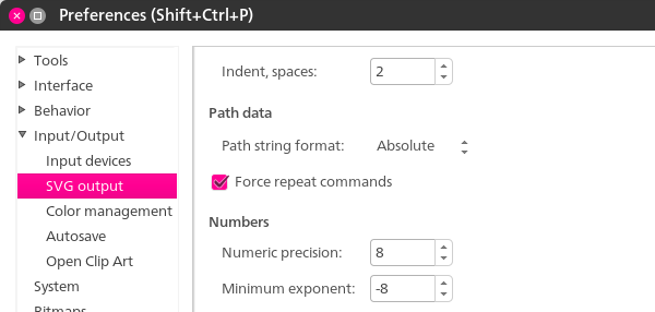 Inkscape preferences