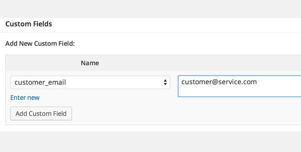 customer email custom field