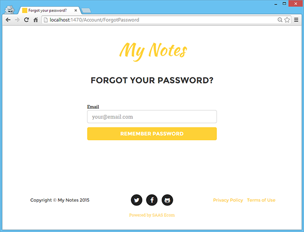 Forgot Password Page