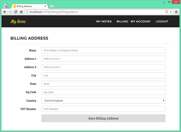 Adding a Billing Address