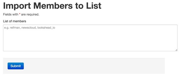 Import members to a Twitter list via the List API