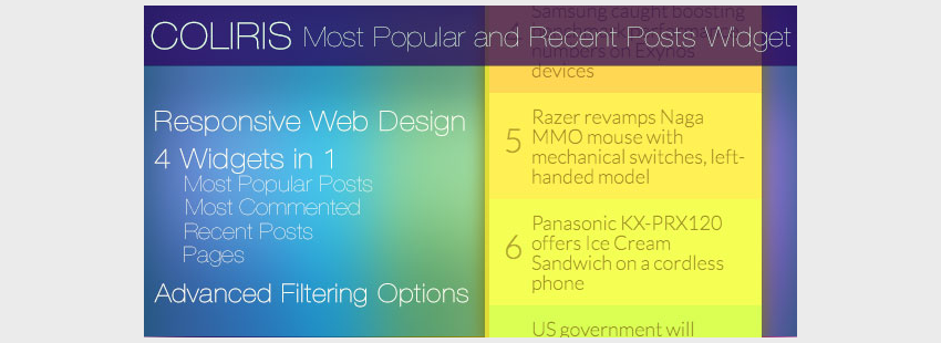 Coliris - Most Popular Recent Posts Widget