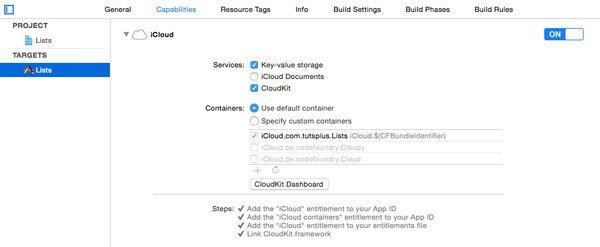 Enable CloudKit