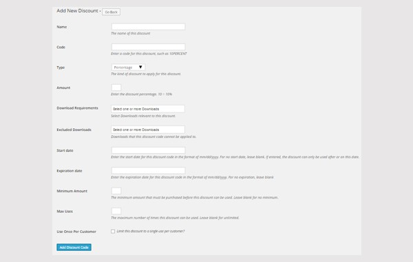  Easy Digital Downloads Adding a New Discount Code