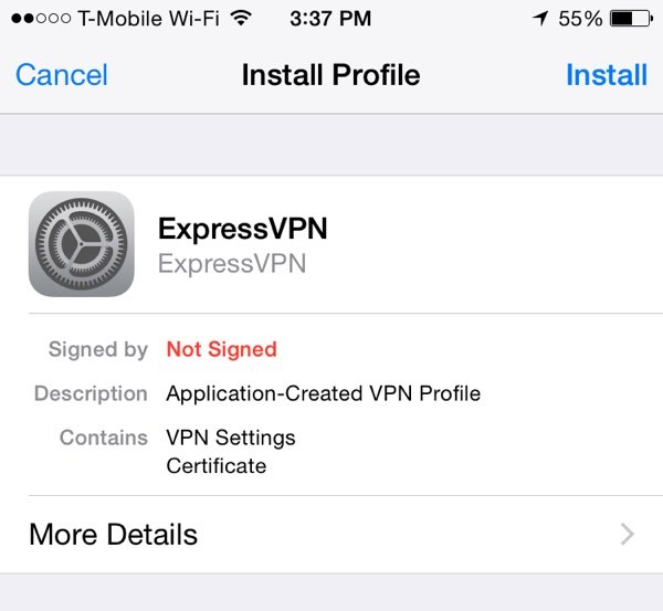 Using VPN iOS Network Profile