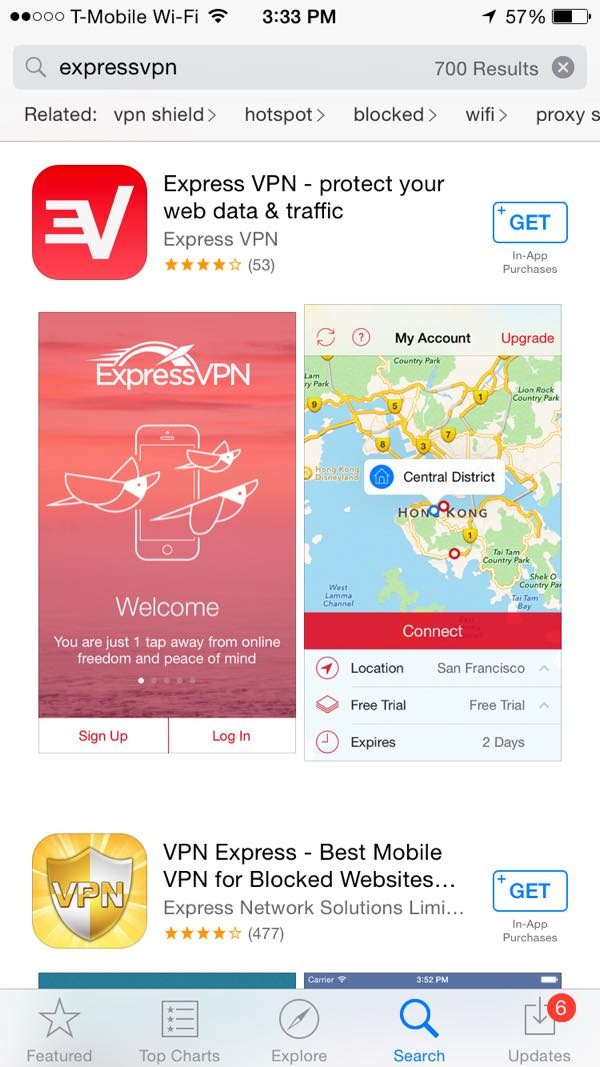 Using VPN Mobile App Store