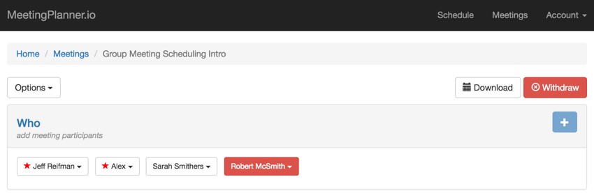 Startup Series Group Scheduling - Withdraw button in a Meeting View