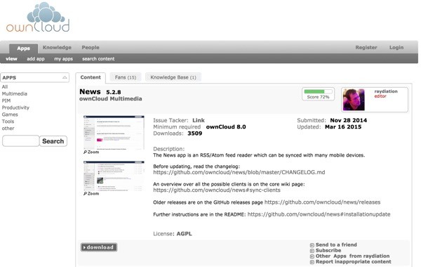 OwnCloud App Store News App
