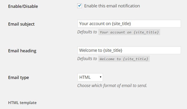 New account email options