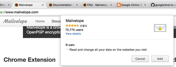 PGP Encryption in Browser Add Mailvelope