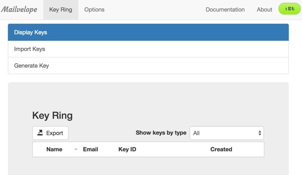 PGP Encryption in Browser Mailvelope Display Keys