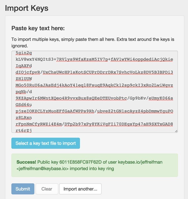 PGP Encryption in Browser Mailvelope Import Keys