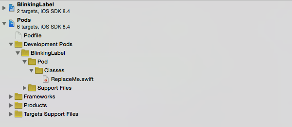 Project Navigator showing ReplaceMeswift