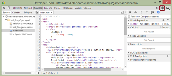 Chrome Developer Tools page