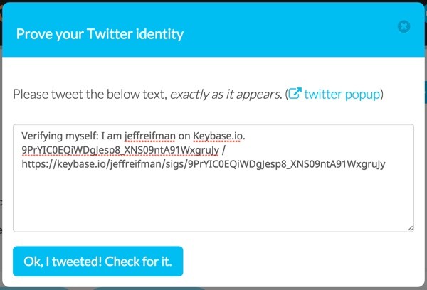 Keybase Publish this tweet
