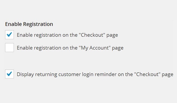 Enable Registration options