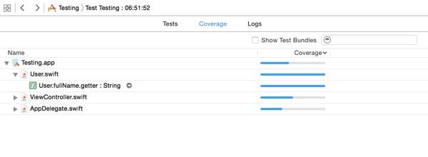 Code coverage in Xcode 7