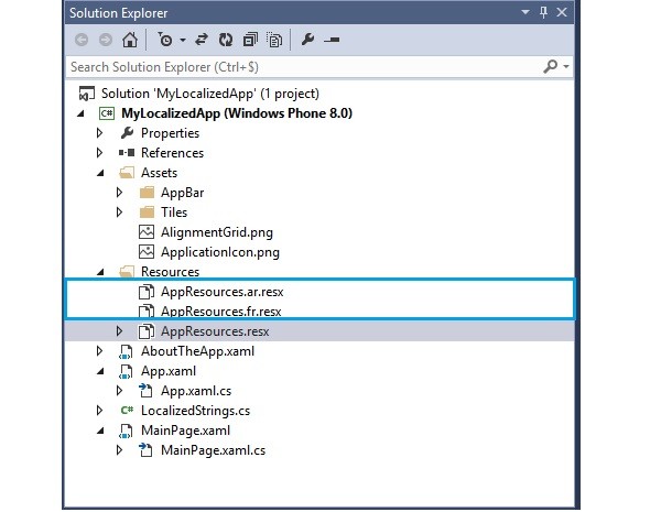 New AppResourcesresx files for each new supported language