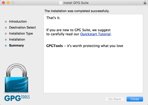 GPG Suite Installation Success