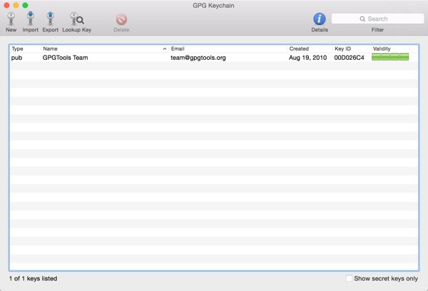 GPG Suite Keychain Application