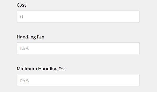 Cost Handling Fee and Minimum Handling Fee