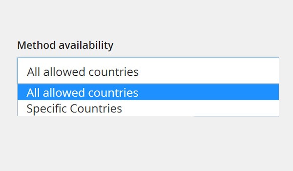 Method Availability dropdown menu