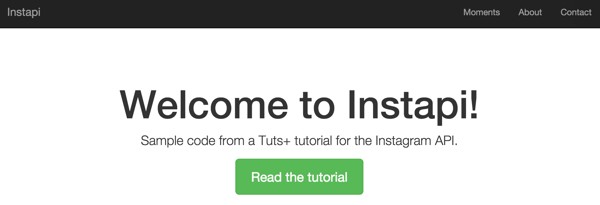 Instagram API Sample Code Home Page