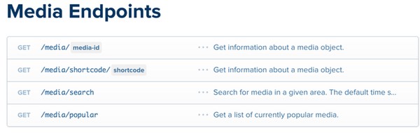 Instagram API Media Endpoints